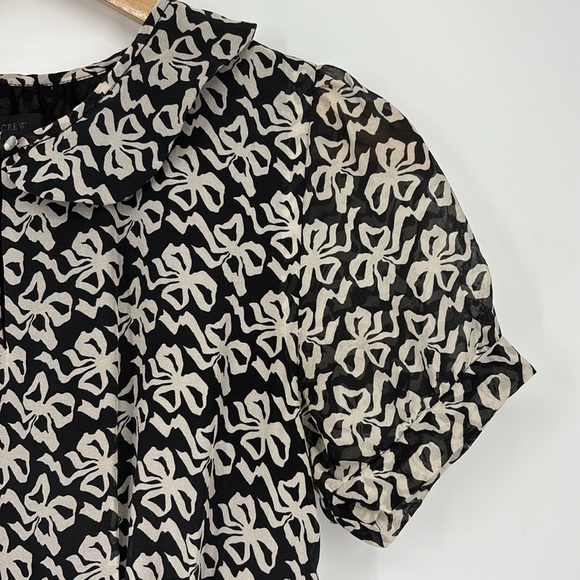 J. Crew Bow Short Sleeve Silk Chiffon Dress Peter Pan Collar Women’s Size 0 - Picture 6 of 12